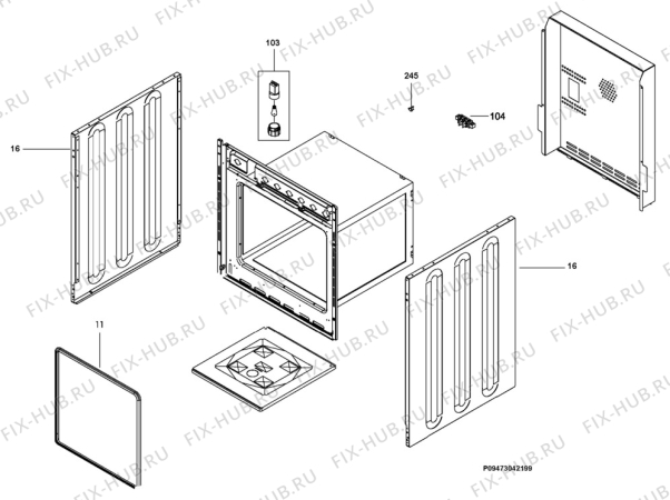 Взрыв-схема плиты (духовки) Zanussi ZXT5050IE - Схема узла Section 2